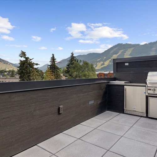 A view of Snow King Mountain Resort from a rooftop balcony at the Glenwood.